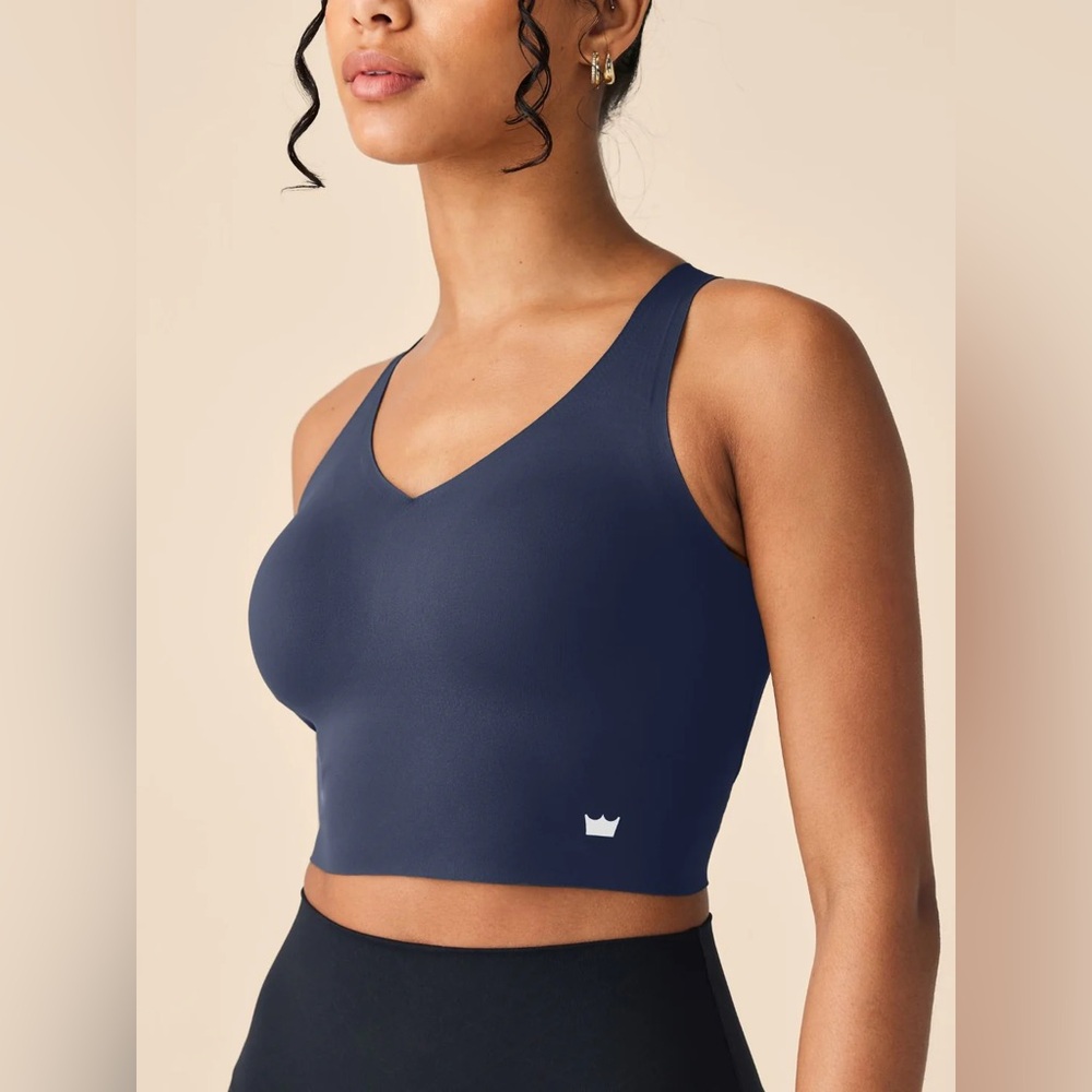 NWT SHEFIT Seamless Navy Blue Tank Top with Built-in Bra
